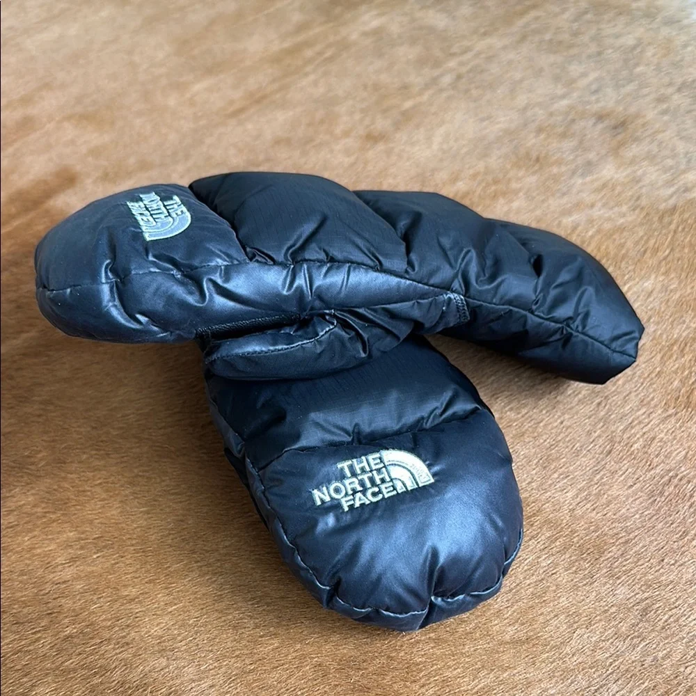 The North Face Black Mittens unisex nuptse mitt youth junior large